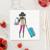 Serviette En Papier Femme Avec Une Valise (En situation)