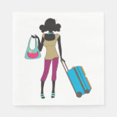 Serviette En Papier Femme Avec Une Valise (Devant)