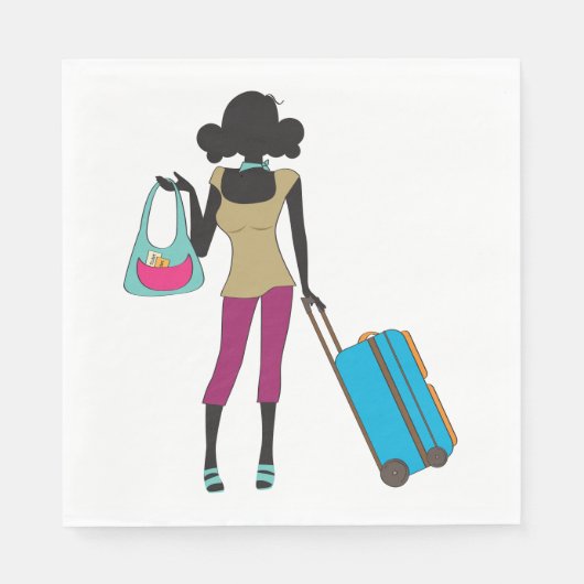 Serviette En Papier Femme Avec Une Valise (Devant)