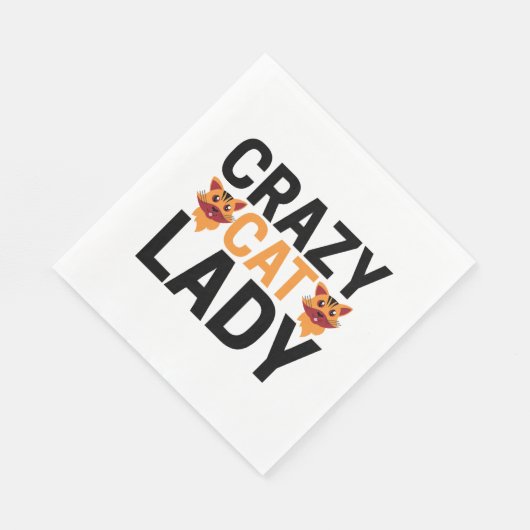 Serviette En Papier Femme de chat folle (Coin)