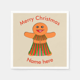 Serviette En Papier Femme en pain d'épices pour fête de Noël
