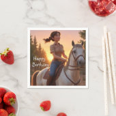Serviette En Papier Femme équitation (En situation)