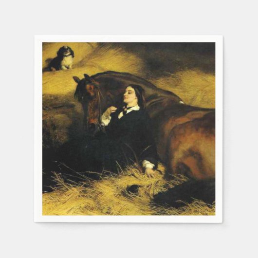 Serviette En Papier Femme et Cheval (Devant)