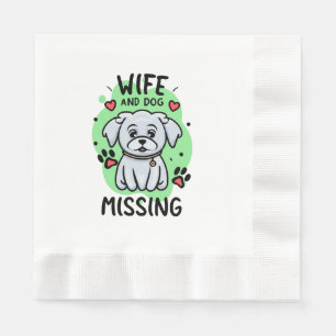 Serviette En Papier Femme et chien disparus