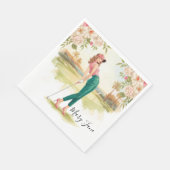 Serviette En Papier Femme golfeuse sur parcours de golf (Coin)