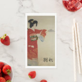 Serviette En Papier femme kimono rouge - wakare (En situation)