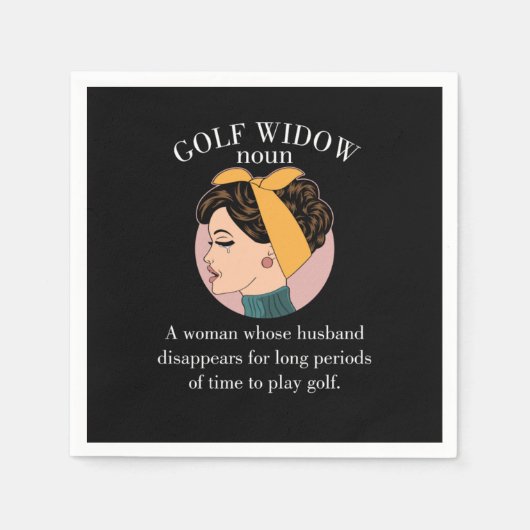 Serviette En Papier Femme Mari Golfer Funny Cadeau Golf Widow Noun Def (Devant)