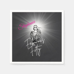 Serviette En Papier Femme merveilleuse cinquantaine esquisse noir 50e