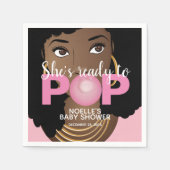 Serviette En Papier Femme noire, Prête à la pop, Bubblegum, Rose (Devant)