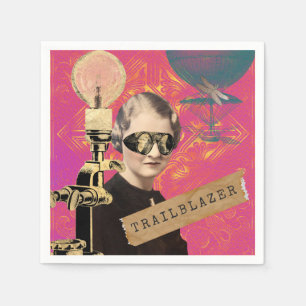 Serviette En Papier Femme Steampunk pionnière Art Pop