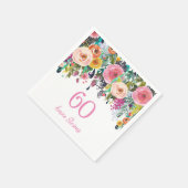 Serviette En Papier Femmes 60e anniversaire fête Peach Fleur rose (Coin)