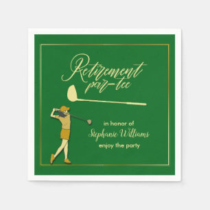 Serviette En Papier Femmes Retraite Golf Party Classic Green Golden