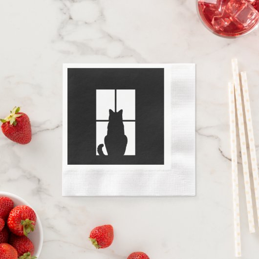 Serviette En Papier Fenêtre Cat Cliquez pour Customiser Arrière - plan (En situation)