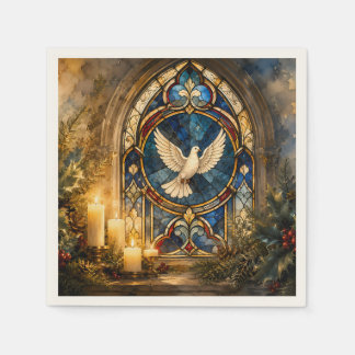 Serviette En Papier Fenêtre de Noël Colombe en Verre Coloré