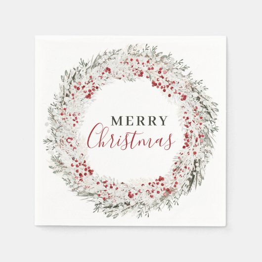 Serviette En Papier Fer d'aquarelle de Noël (Devant)