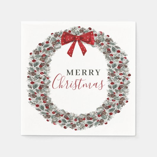 Serviette En Papier Fer d'aquarelle de Noël (Devant)