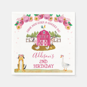 Serviette En Papier Ferme à Grange Rose Hot Animaux de la ferme Anniv