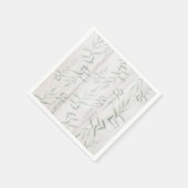 Serviette En Papier Ferme Botanique Blanc Bois Rustique Feuille (Coin)