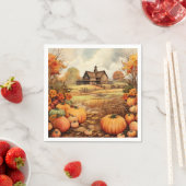 Serviette En Papier Ferme citrouille automne récolte Thanksgiving (En situation)