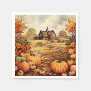 Serviette En Papier Ferme citrouille automne récolte Thanksgiving