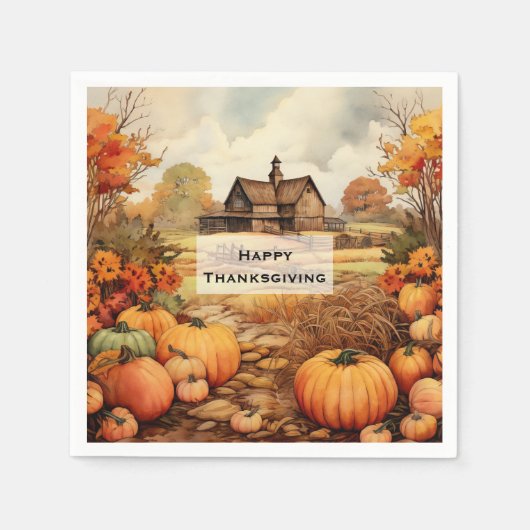 Serviette En Papier Ferme citrouille automne récolte Thanksgiving (Devant)