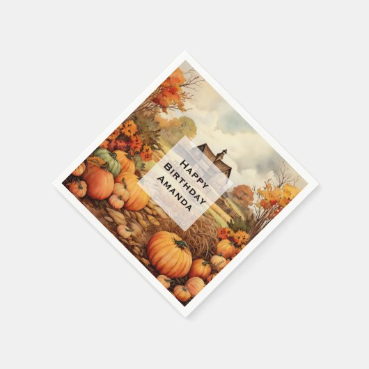 Serviette En Papier Ferme citrouille automne récolte Thanksgiving Anni (Coin)