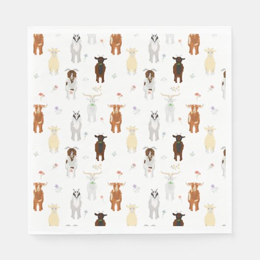 Serviette En Papier Ferme d'animaux mignons chèvres (Devant)