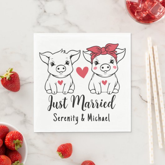 Serviette En Papier Ferme de Mariage campagnard de porc mignon Marié (En situation)