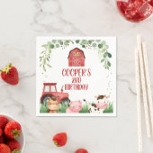 Serviette En Papier Ferme de tracteur de grange rouge Folithday (En situation)