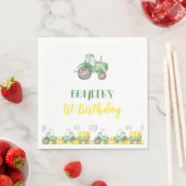 Serviette En Papier Ferme de tracteur vert Anniversaire (En situation)