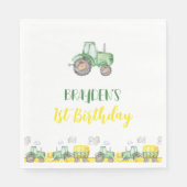 Serviette En Papier Ferme de tracteur vert Anniversaire (Devant)