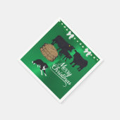 Serviette En Papier Ferme Ranch Noir Angus Bovins Et Chiens Noël (Coin)