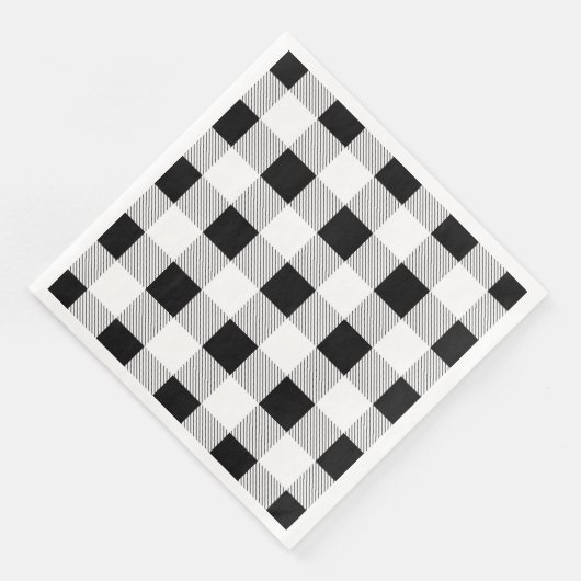 Serviette En Papier ferme rustique fête de plaid de buffle blanc noir (Coin)