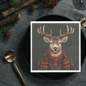 Serviette En Papier Ferme Rustique Plaid Deer Et Vert