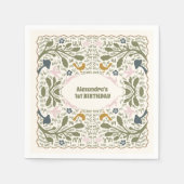 Serviette En Papier Ferme rustique verte boisée 1er anniversaire (Devant)