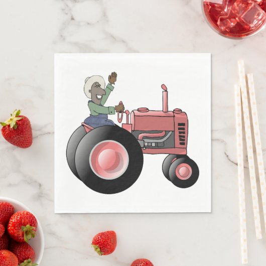 Serviette En Papier Fermier Montant Un Tracteur Napkins (En situation)