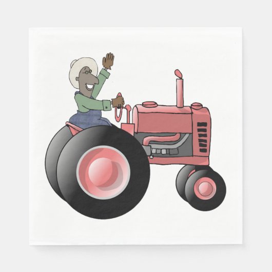 Serviette En Papier Fermier Montant Un Tracteur Napkins (Devant)