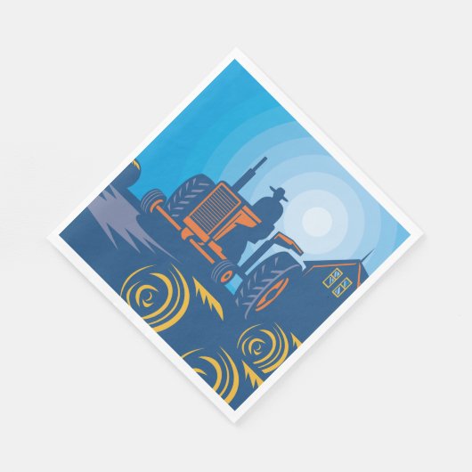 Serviette En Papier Fermier Sur Un Tracteur (Coin)