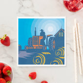 Serviette En Papier Fermier Sur Un Tracteur