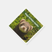 Serviette En Papier Ferret Brown dans l'herbe Joyeux anniversaire (Coin)