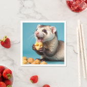 Serviette En Papier Ferret Cute Manger Fromage Poufs (En situation)