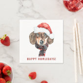 Serviette En Papier Festif aquarelle Dachshund Père Noël Noël (En situation)