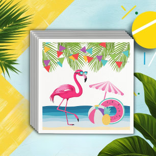 Serviette En Papier Festif Beach Flamant rose rose Baby shower