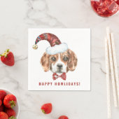 Serviette En Papier Festif Beagle d'aquarelle Père Noël Happy Howliday (En situation)