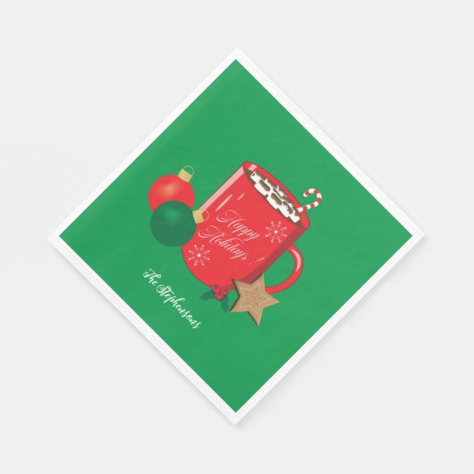 Serviette En Papier Festif cacao Mug Green Holiday Papier Napkin (Coin)
