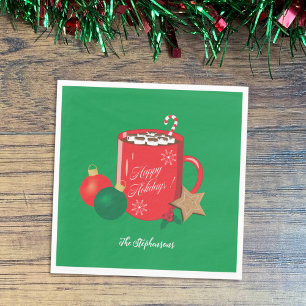 Serviette En Papier Festif cacao Mug Green Holiday Papier Napkin