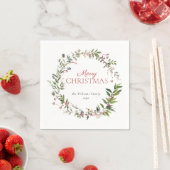 Serviette En Papier Festif chaud hiver Berry Wreath Joyeux Noël (En situation)