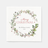 Serviette En Papier Festif chaud hiver Berry Wreath Joyeux Noël (Devant)