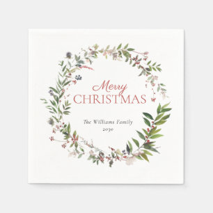 Serviette En Papier Festif chaud hiver Berry Wreath Joyeux Noël