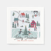 Serviette En Papier Festif hiver Noël Ville/Village Vacances (Devant)